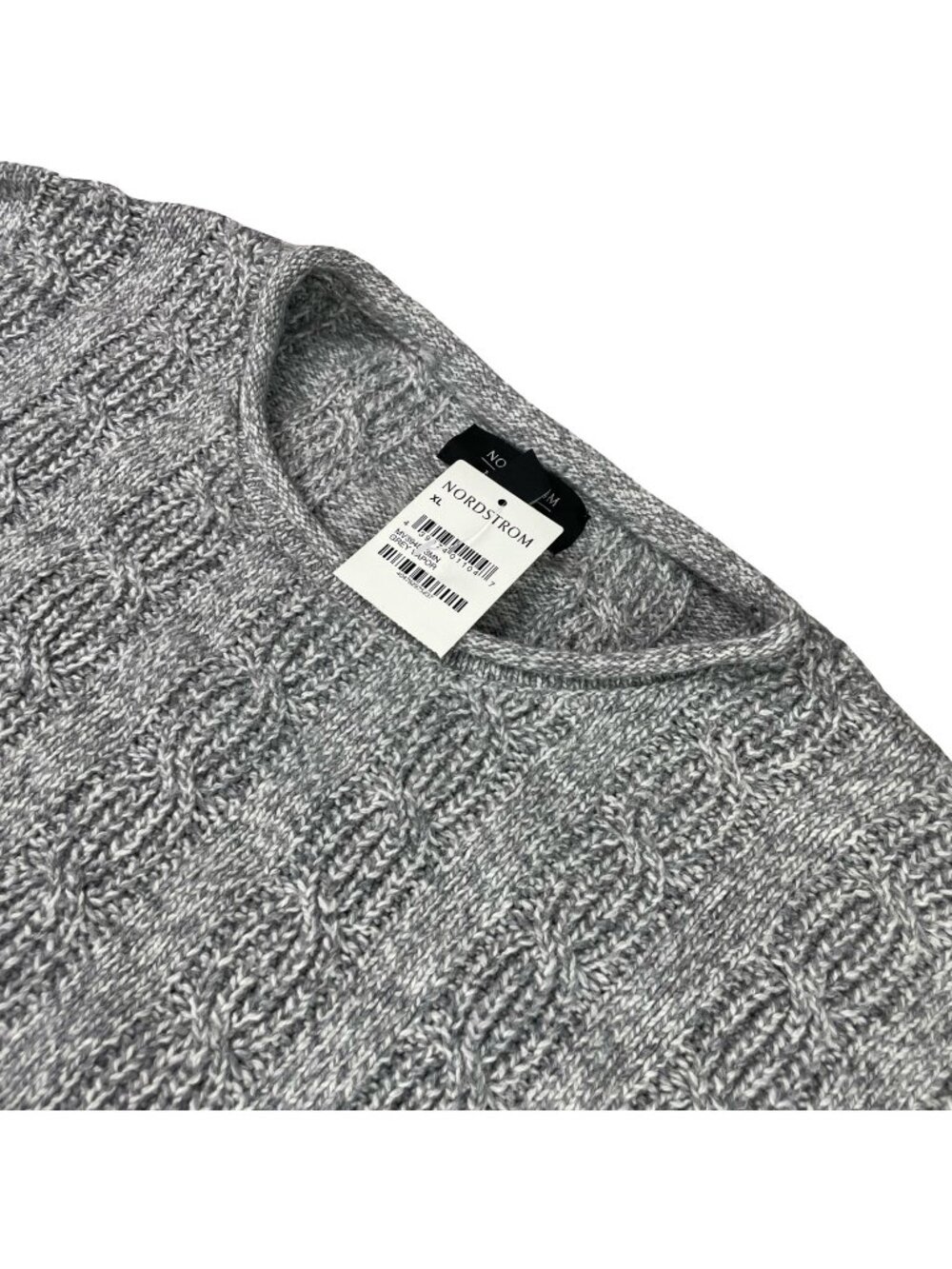 NEW Nordstrom Men's Cotton/Wool Cable-Knit Pullover Sweater Gray • XL